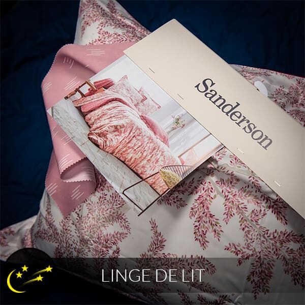 Linge de lit rose et blanc Sanderson chez Bonne Nuit Literie à Châteaubriant