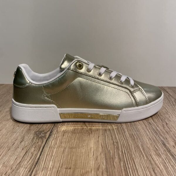 Chaussures femme tommy hilfliger metallic elevateed sneaker light gold