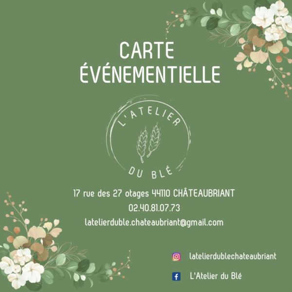 Carte événementielle chez l'atelier du Blé à Châteaubriant
