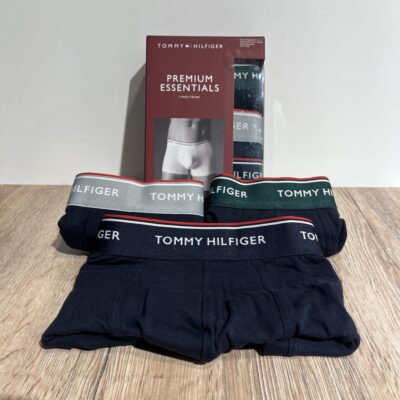 Caleçons TOMMY HILFIGER Prenium essentials Pack de 3 Marine, Vert, Gris