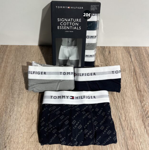 Caleçons TOMMY HILFIGER Trunk Pack de 3 Logo flag/Gris/Marine