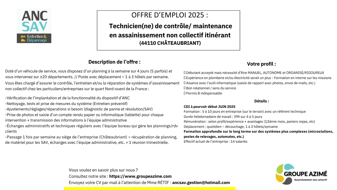 Offre D'emploi Groupe Azimé près de Châteaubriant