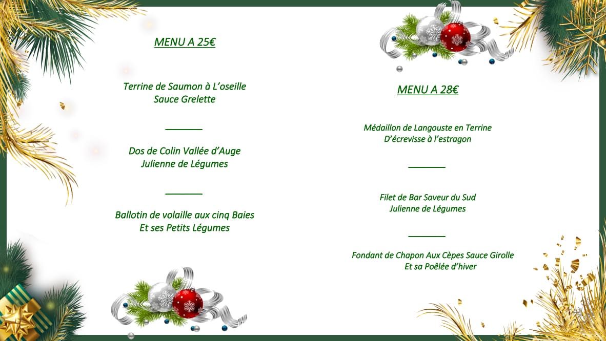 Menu de Noël chez Les Deux Chefs à Châteaubriant