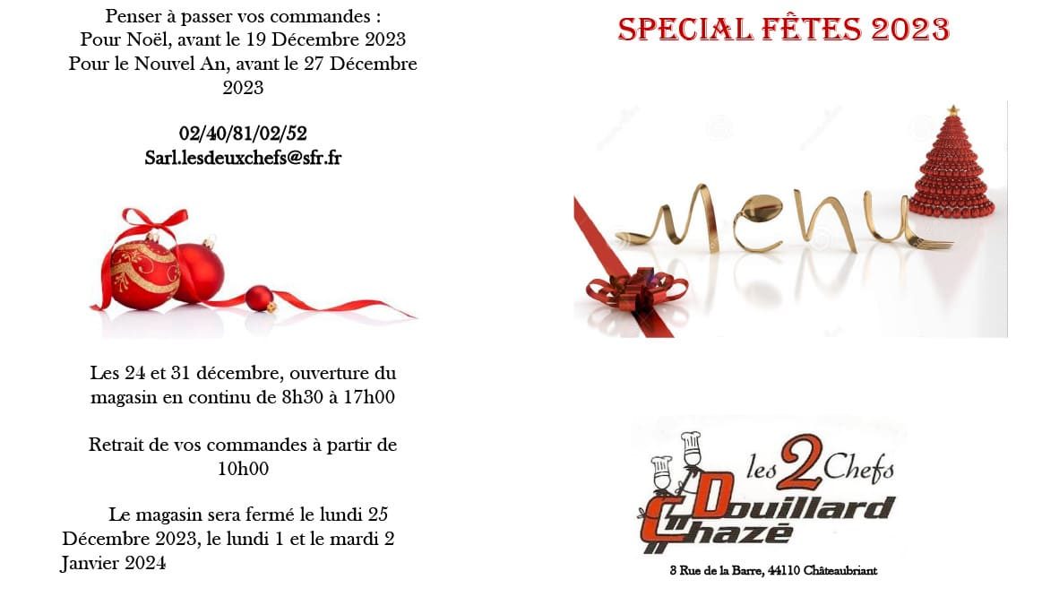 Slider Noël Les 2 Chefs Châteaubriant