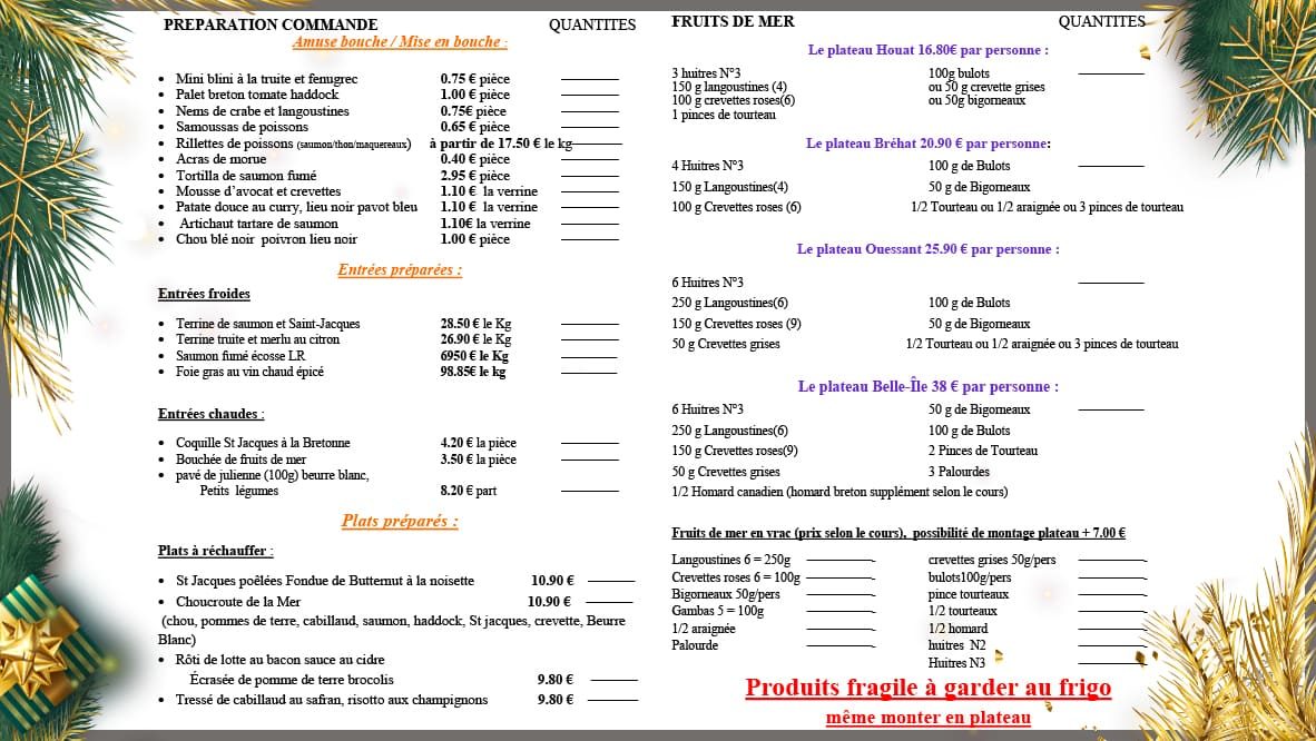 Slider Menu de Noël La Criée Gourmande Châteaubriant