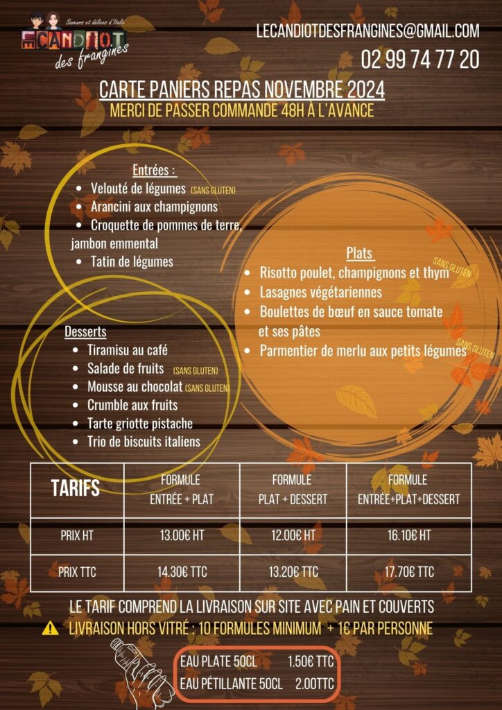 Carte panier repas chez Le Candiot des Frangines à Vitré