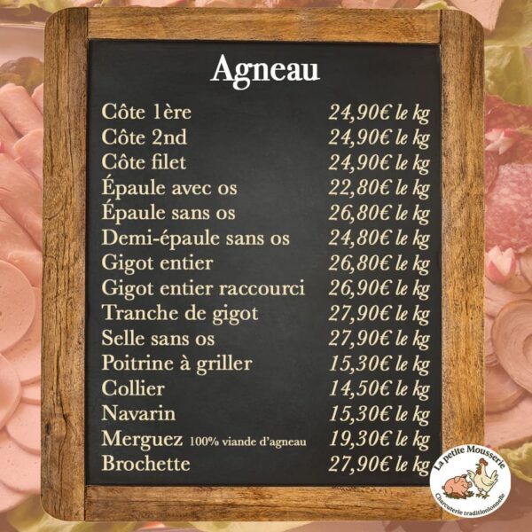 Carte traiteur agneau La Petite Mousserie située à la Guerche de Bretagne près de Vitré