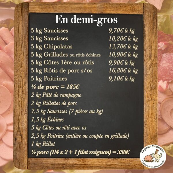 Carte traiteur en demi-gros La Petite Mousserie située à la Guerche de Bretagne près de Vitré