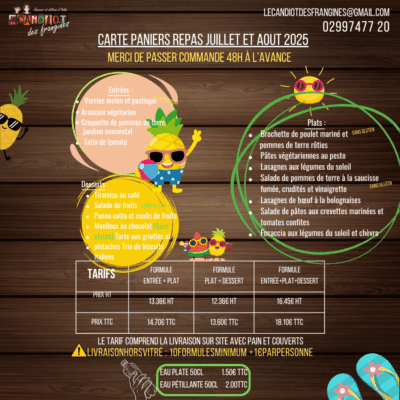 Carte panier repas juillet et août 2025 Le candiot des frangines